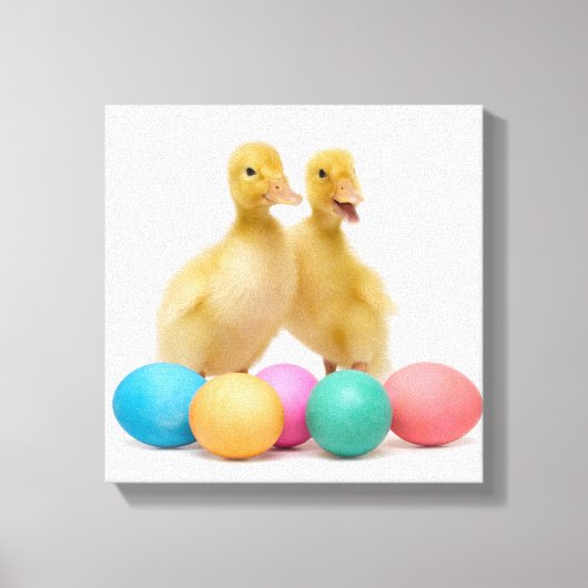 Zwei Enten mit Ostereiern Leinwanddruck (Vorderseite)