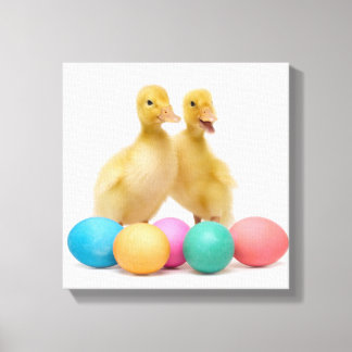 Zwei Enten mit Ostereiern Leinwanddruck
