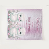 Zwei Enten Rosa floraler Hintergrund Wandteppich (Vorderseite (Horizontal))