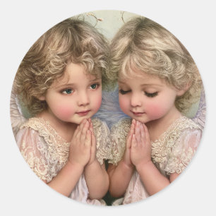 Zwei entzückende Vintage-Cherubim-Engel Runder Aufkleber