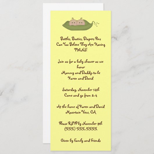 Zwei Erbsen im Blut Einladung (Vorne/Hinten)