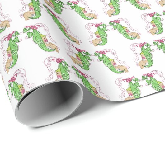 Zwei Erbsen in einem Hülsen-Packpapier Geschenkpapier (Rolleneckpunkt)