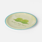 Zwei Erbsen in einem Papierkorb Teller Baby Dusche (Schrägansicht)