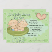 Zwei Erbsen in einem Pod Boy Girl Babydusche Einla Einladung (Vorne/Hinten)