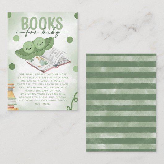 Zwei Erbsen in einem Pod-Bücher für Babydusche Begleitkarte (Vorne/Hinten)