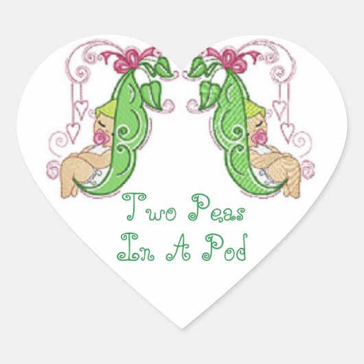 Zwei Erbsen in einem Pod Herz-Aufkleber (Vorderseite)