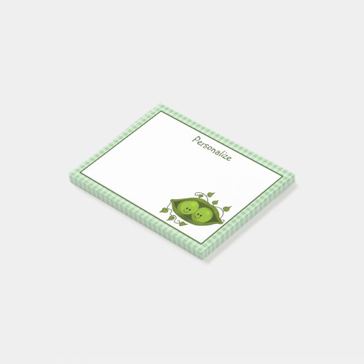 Zwei Erbsen in einem Pod Post-it Klebezettel (angewinkelt)