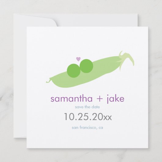 Zwei Erbsen in einem Pod Save the Date: Creme Felt Save The Date (Vorderseite)