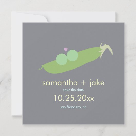 Zwei Erbsen in einem Pod Save the Date: grau Date (Vorderseite)