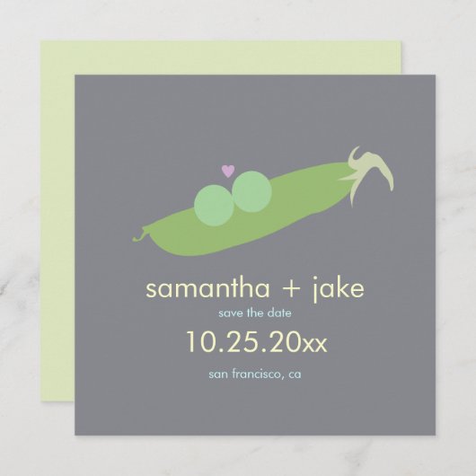 Zwei Erbsen in einem Pod Save the Date: grau Save The Date (Vorne/Hinten)