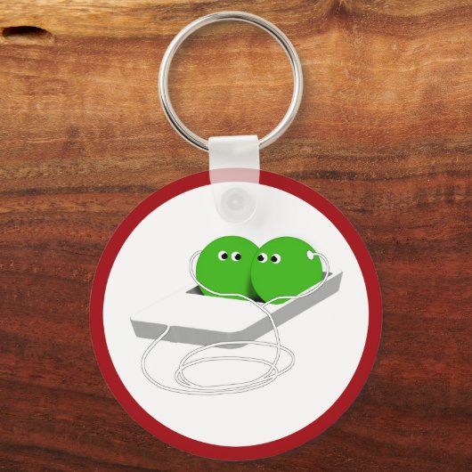 Zwei Erbsen in einem Pod Schlüsselanhänger (Vorderseite)