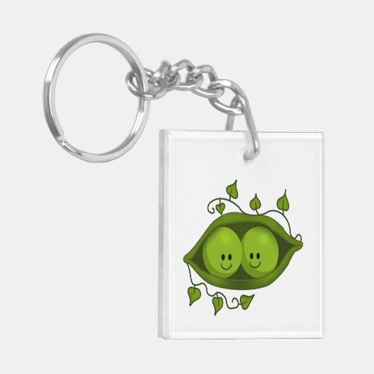 Zwei Erbsen in einem Pod Schlüsselanhänger (Vorderseite links)