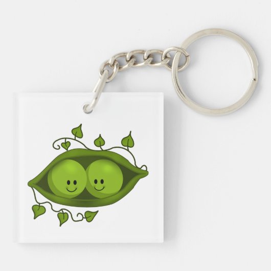 Zwei Erbsen in einem Pod Schlüsselanhänger (Rückseite)
