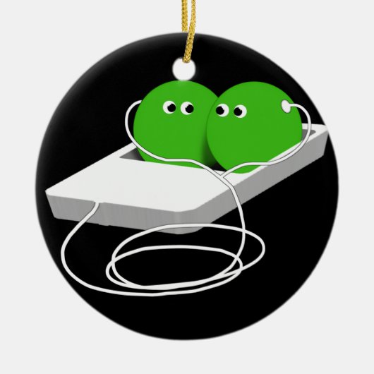 Zwei Erbsen in einem Pod (Text hinzufügen) Keramikornament (Vorne)