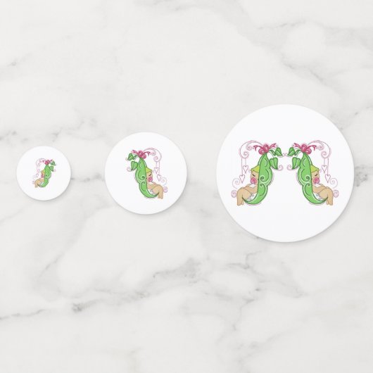 Zwei Erbsen in einem Pod Twin Table Confetti Konfetti (Rückseiten)