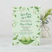 Zwei Erbsen in einem Pod Twins Baby Dusche Einladu Einladung (Stehend Vorderseite)