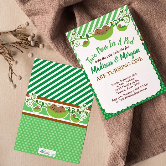 Zwei Erbsen in einem Pod - Zwillinge zum Geburtsta Einladung