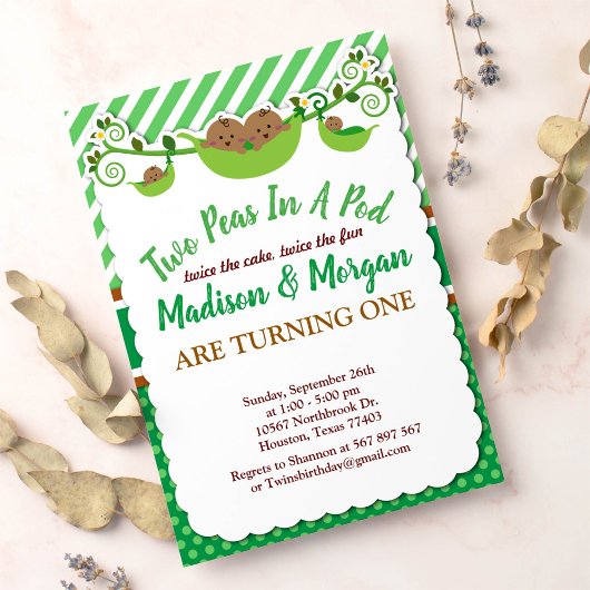Zwei Erbsen in einem Pod - Zwillinge zum Geburtsta Einladung