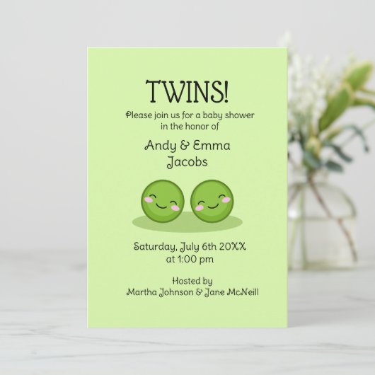 Zwei Erbsen in einer duftenden Duschkabine Einladung (Stehend Vorderseite)