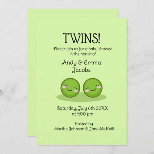 Zwei Erbsen in einer duftenden Duschkabine Einladung (Vorne/Hinten)