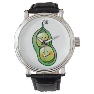 Zwei Erbsen in einer Hülle Armbanduhr