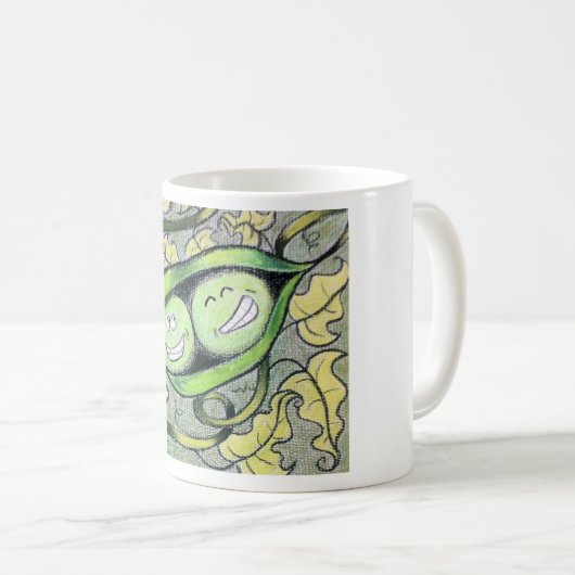 Zwei Erbsen in einer Hülle Kaffeetasse (VorderseiteRechts)