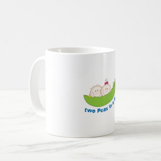 Zwei Erbsen in einer Hülse Kaffeetasse (Vorderseite Links)