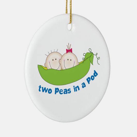 Zwei Erbsen in einer Hülse Keramik Ornament (Rechts)