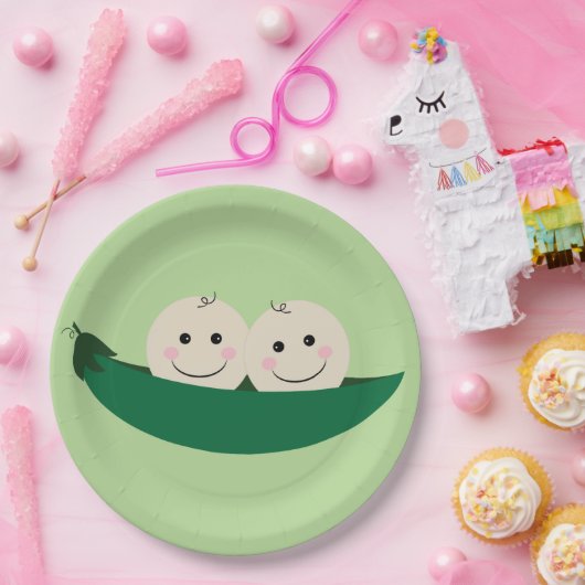 Zwei Erbsen in einer Hülse paart Baby Pappteller (Party)