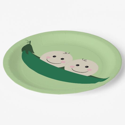 Zwei Erbsen in einer Hülse paart Baby Pappteller (Schrägansicht)