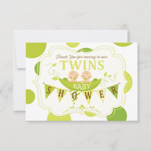 Zwei Erbsen in einer Hülse paart danken Ihnen Dankeskarte (Vorderseite)