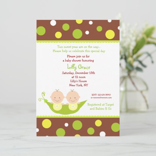 Zwei Erbsen in einer Hülse paart Einladung (Stehend Vorderseite)