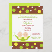 Zwei Erbsen in einer Hülse paart Einladung (Vorne/Hinten)