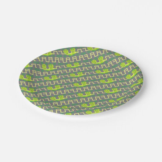 zwei Erbsen in einer Hülse Pappteller (Schrägansicht)