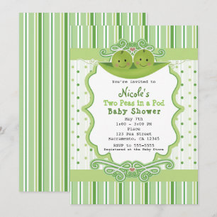 Zwei Erbsen in einer Hülse Zwillings-Baby-Shower-E Einladung