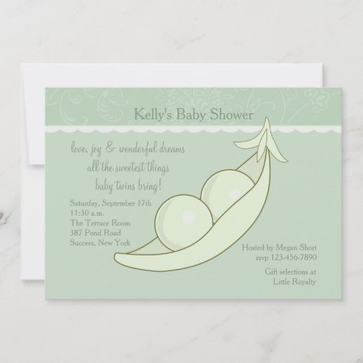 Zwei Erbsen in einer Hülsen-Babyparty-Einladung Einladung (Vorderseite)