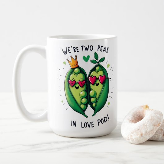 Zwei Erbsen in einer Liebe Pod Adorable Valentines Kaffeetasse (Mit Donut)