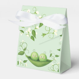 Zwei Erbsen in einer neutralen Twins-Dusche des Po Geschenkschachtel