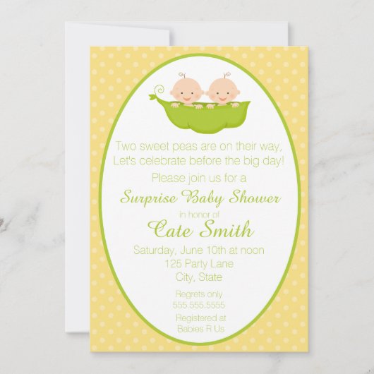 Zwei Erbsen in einer Pod Baby Dusche Einladung (Vorderseite)