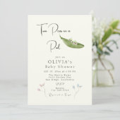 Zwei Erbsen in einer Pod-Baby-Dusche Einladung (Stehend Vorderseite)