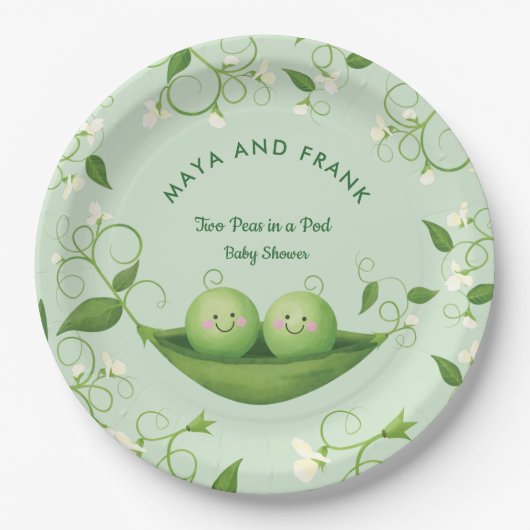 Zwei Erbsen in einer Pod-Baby-Dusche Pappteller (Vorderseite)
