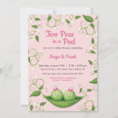 Zwei Erbsen in einer Pod Baby Girl Dusche Twin Ein Einladung (Vorderseite)