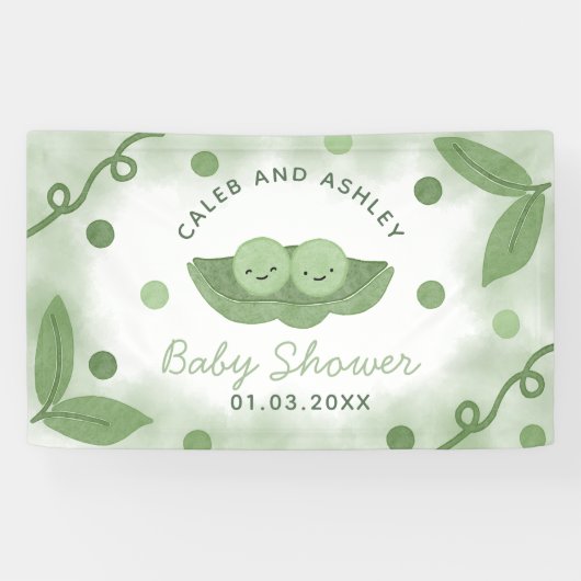 Zwei Erbsen in einer Pod-Twin-Boys-Kinderdusche Banner (Horizontal)