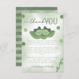 Zwei Erbsen in einer Pod-Twin-Girl-Babydusche Dankeskarte