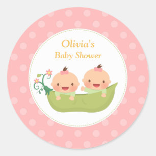 Zwei Erbsen in einer Pod Twin Girls Baby Dusche Runder Aufkleber