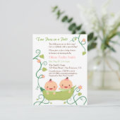 Zwei Erbsen in einer Pod Twin Girls Babydusche Einladung (Stehend Vorderseite)