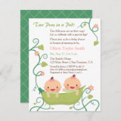 Zwei Erbsen in einer Pod Twin Girls Babydusche Einladung (Vorne/Hinten)