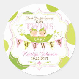 Zwei Erbsen in einer Pod-Twin-Girls Danke-Label Runder Aufkleber