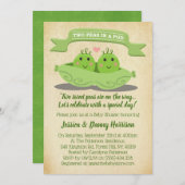 Zwei Erbsen in einer Pod-Zweiwindusche Einladung (Vorne/Hinten)