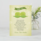 Zwei Erbsen in einer Puder Baby Dusche Danke Karte (Stehend Vorderseite)